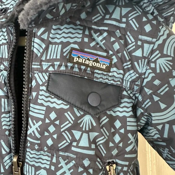 Patagonia Reversible Tribbles Blue Patterned Baby Jacket